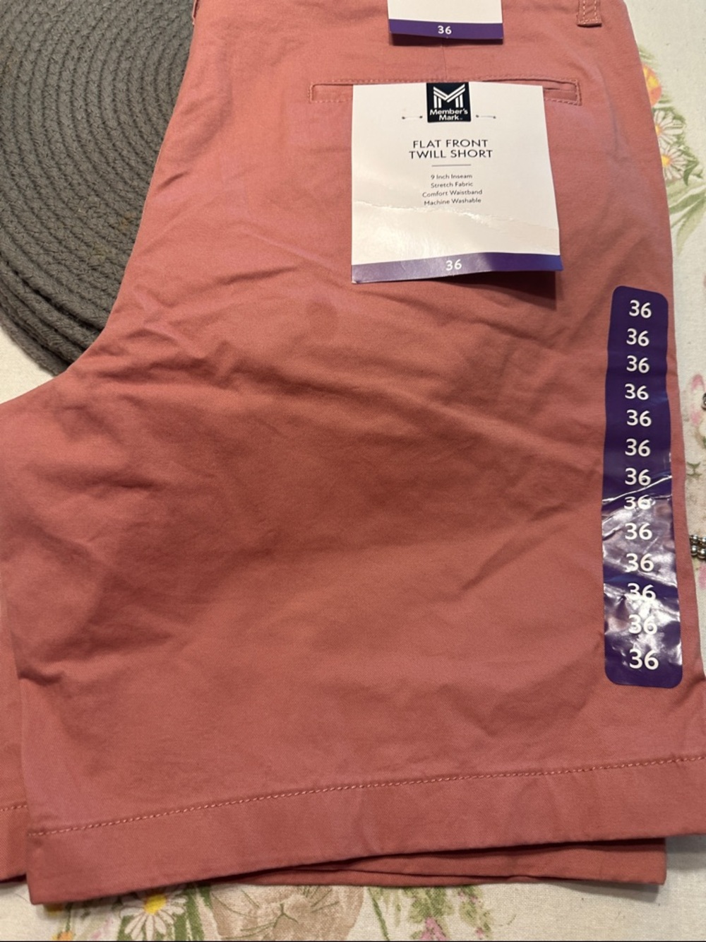 Member's Mark Flat Front Twill Shorts - Dusty Rose Pink, Size 36